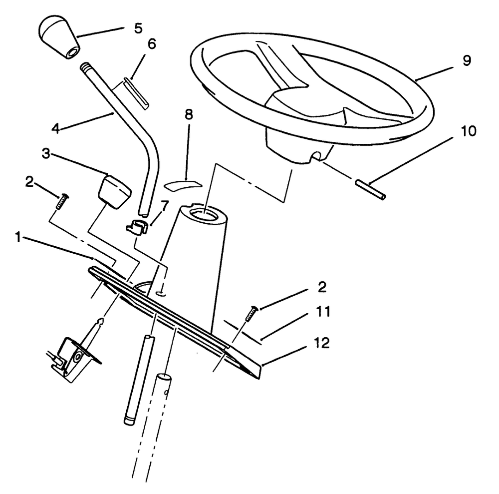 Steering Wheel And Console Assembly Diagram and Parts List for R2-16BE01 2000001 - 2999999 Toro Lawn Tractor