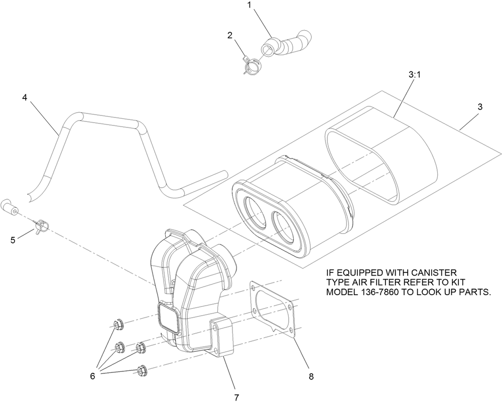 Air Intake And Filtration Assembly Diagram and Parts List for 74454 400000000-999999999 Toro Lawn Tractor