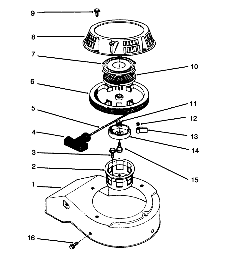 Recoil Assembly (Model No. 47pr4-3) Diagram and Parts List for 22040 4900001 - 4999999 Toro Lawn Mower