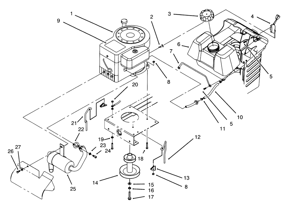Engine Assembly Diagram and Parts List for 71202 5900001 - 5999999 Toro Lawn Tractor