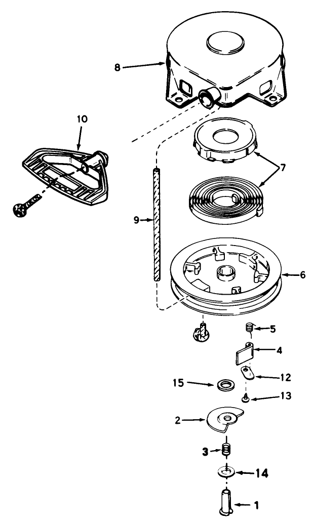 Rewind Starter Tecumseh No. 590604 Diagram and Parts List for 38510 9000001 - 9999999 Toro Snow Blower