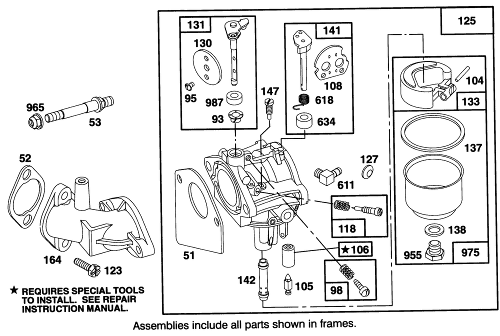 Engine Briggs & Stratton Model 28b707-0122-01 Diagram and Parts List for 70141 49000001 - 49999999 Toro Lawn Tractor