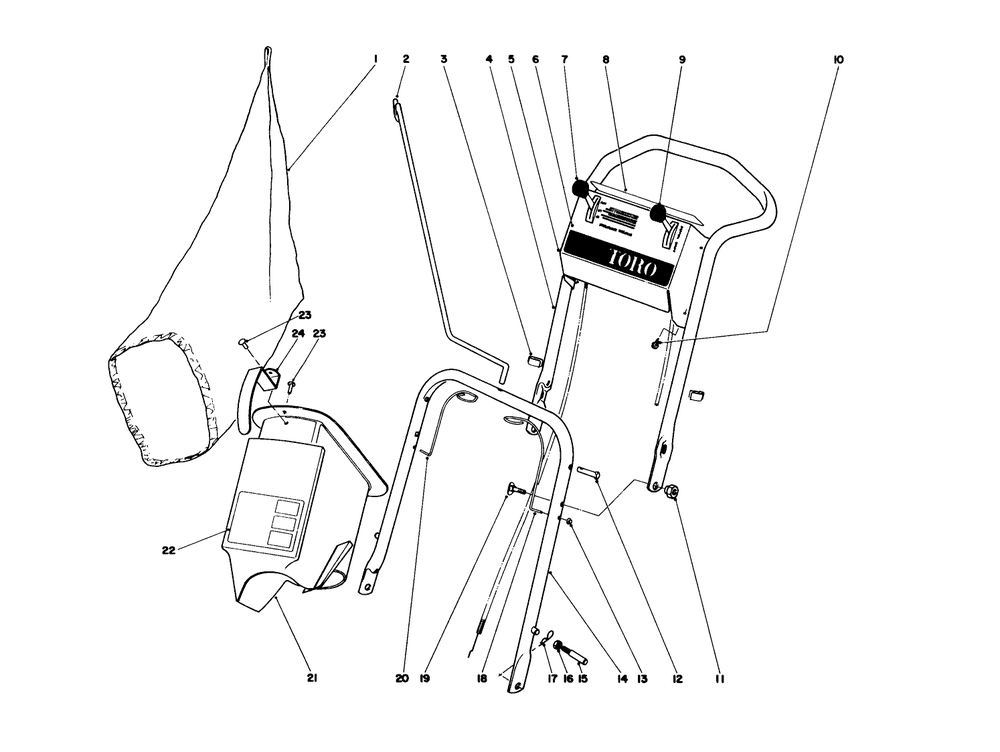 Handle Assembly Model No. 21610 Diagram and Parts List for 21610 4000001 - 4999999 Toro Lawn Mower