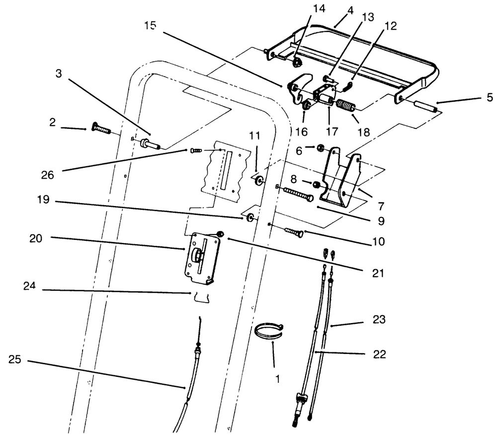 Traction Control Assembly Diagram and Parts List for 22043 4900001 - 4999999 Toro Lawn Mower