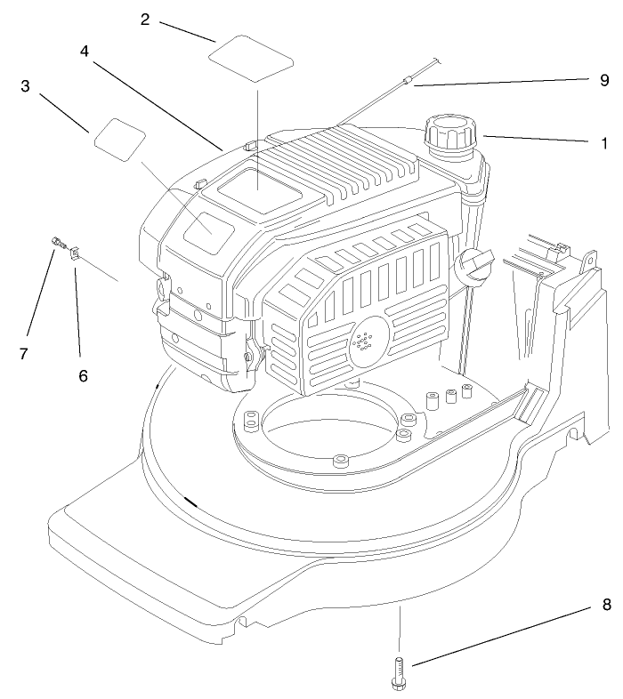 Engine Assembly Diagram and Parts List for 20823 9900001 - 9999999 Toro Lawn Mower