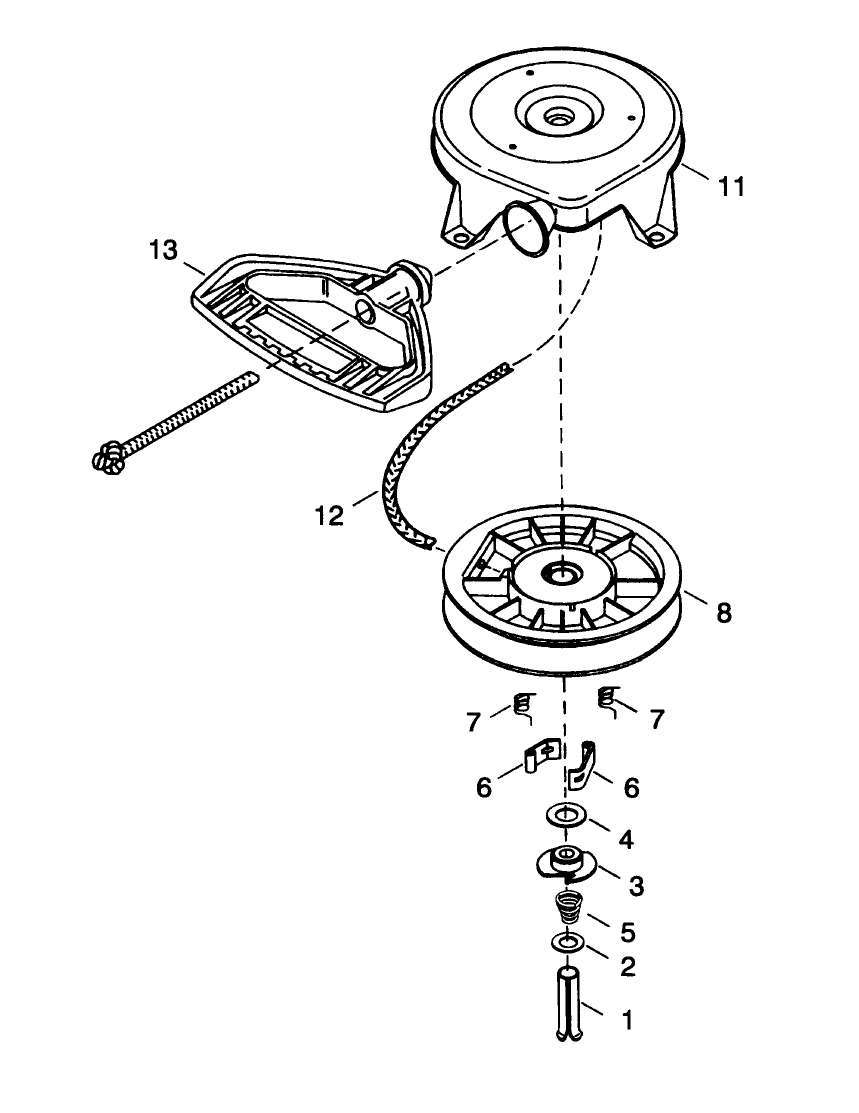 Rewind Starter Tecumseh No. 590672 Diagram and Parts List for 38543 4900001 - 4999999 Toro Snow Blower