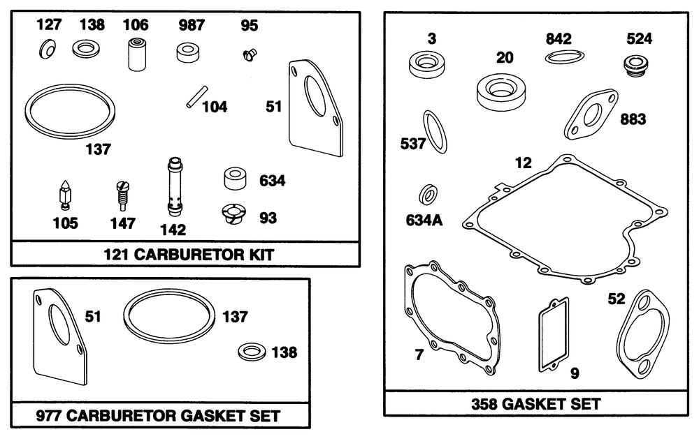 Engine Briggs & Stratton Model 28b707-0126-01 Diagram and Parts List for 70080 6900001 - 6999999 Toro Lawn Tractor