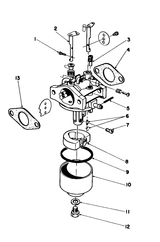 Carburetor Assembly Diagram and Parts List for 16212 4000001 - 4999999 Toro Lawn Mower