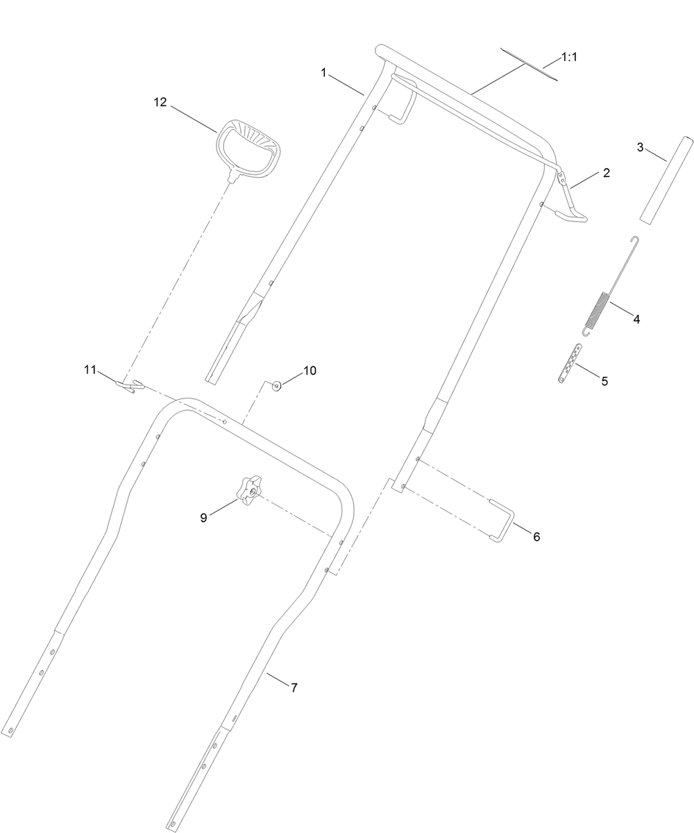 Handle Assembly Diagram and Parts List for 38568 407000000 - 999999999 Toro Snow Blower