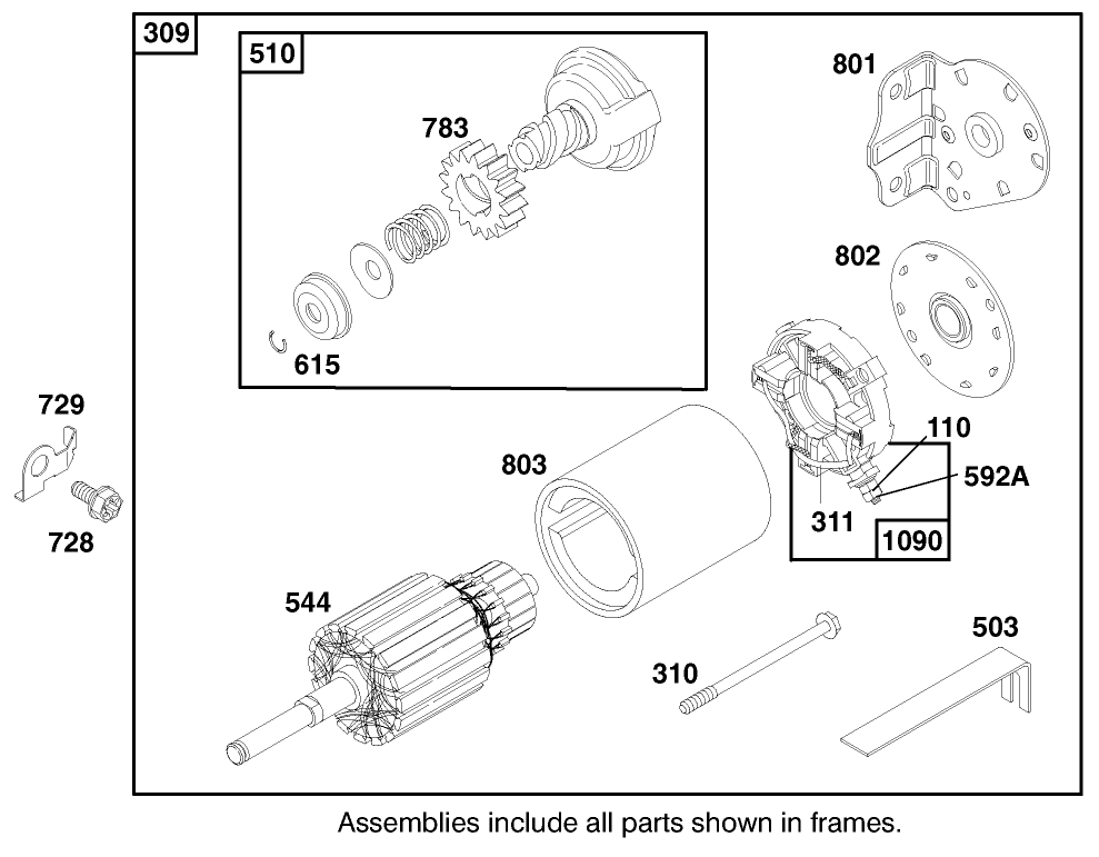 Engine Briggs & Stratton Model 28n777-1174-E1 Diagram and Parts List for 71198 9900001 - 9999999 Toro Lawn Tractor