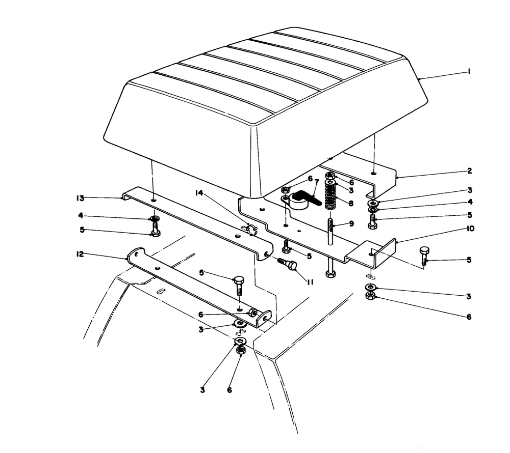 Seat Assembly Diagram and Parts List for 56006 1000001 - 1999999 Toro Lawn Tractor