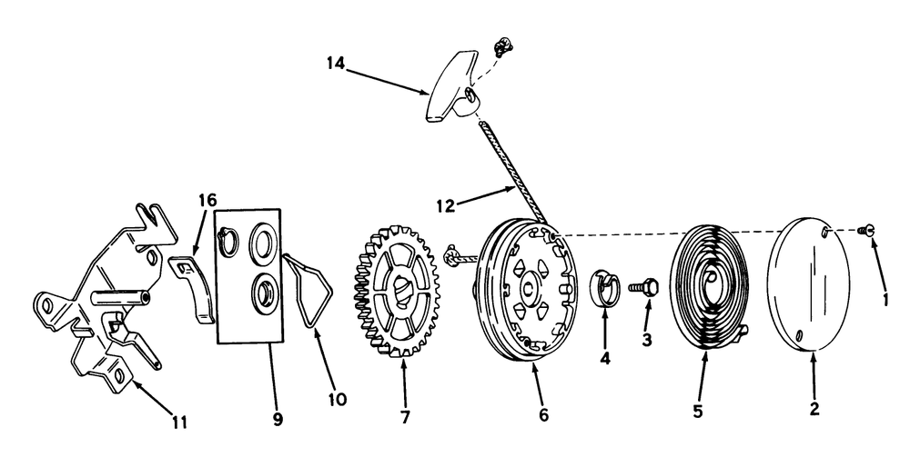 Rewind Starter No. 590519 Diagram and Parts List for 16380 9000001 - 9999999 Toro Lawn Mower