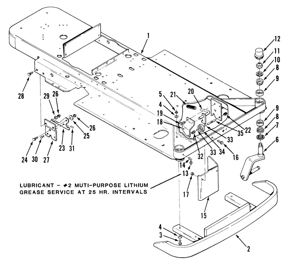 Section 1-Frame And Front Wheel Fork Diagram and Parts List for Y1-16OE01  Toro Lawn Tractor