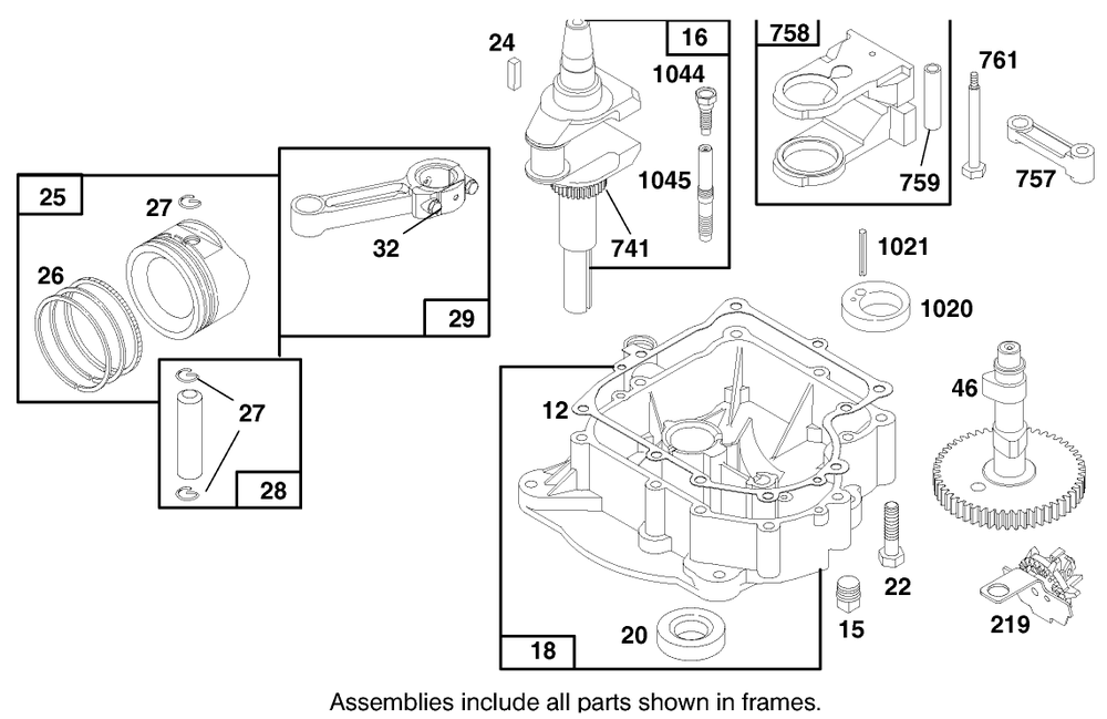 Engine Briggs & Stratton Model 28n707-0131-01 Diagram and Parts List for 71217 7900001 - 7999999 Toro Lawn Tractor