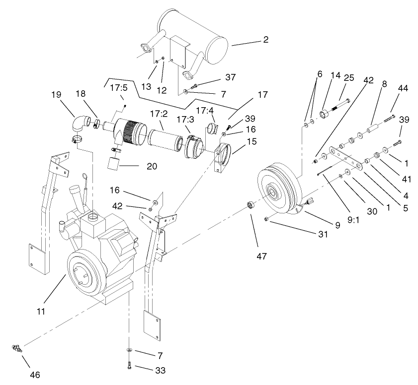 Engine Assembly 1 Diagram and Parts List for 74214 (210000001-210999999)(2001) Toro Lawn Mower