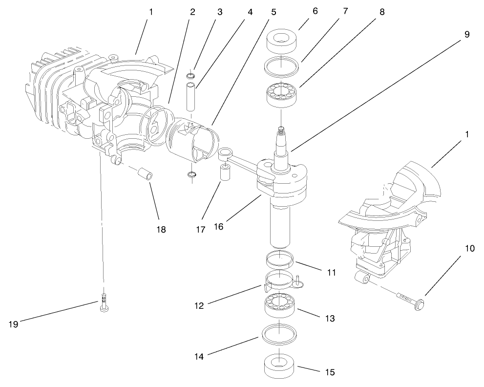 Engine Assembly (Model No. 38430 & 38431) Diagram and Parts List for 38431 8900001 - 8999999 Toro Snow Blower