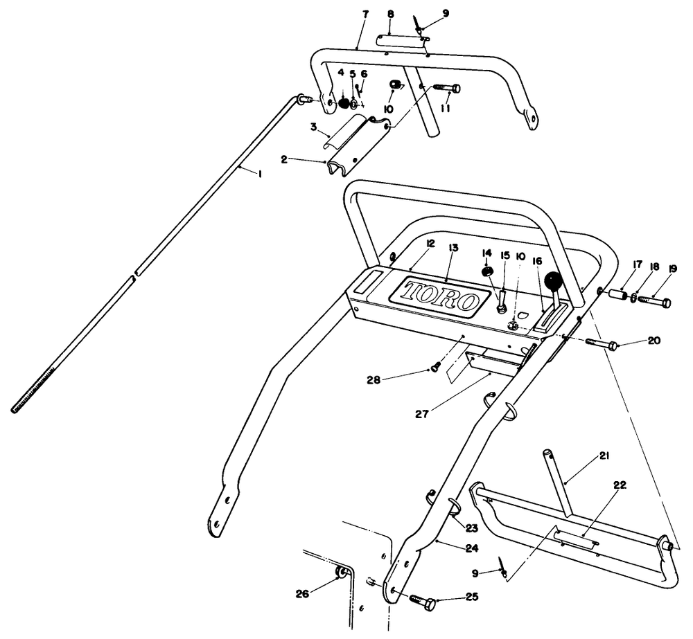 Handle Assembly Diagram and Parts List for 30102 8000001 - 8999999 Toro Lawn Tractor Accessories