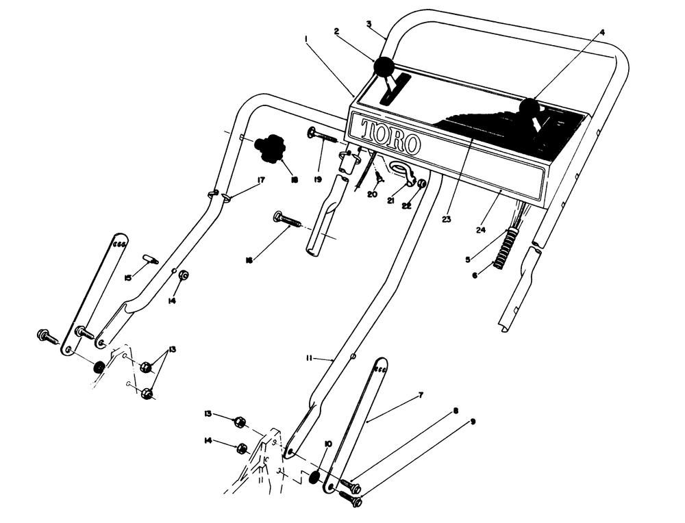 Handle Assembly Diagram and Parts List for 20692C 8000001 - 8999999 Toro Lawn Mower