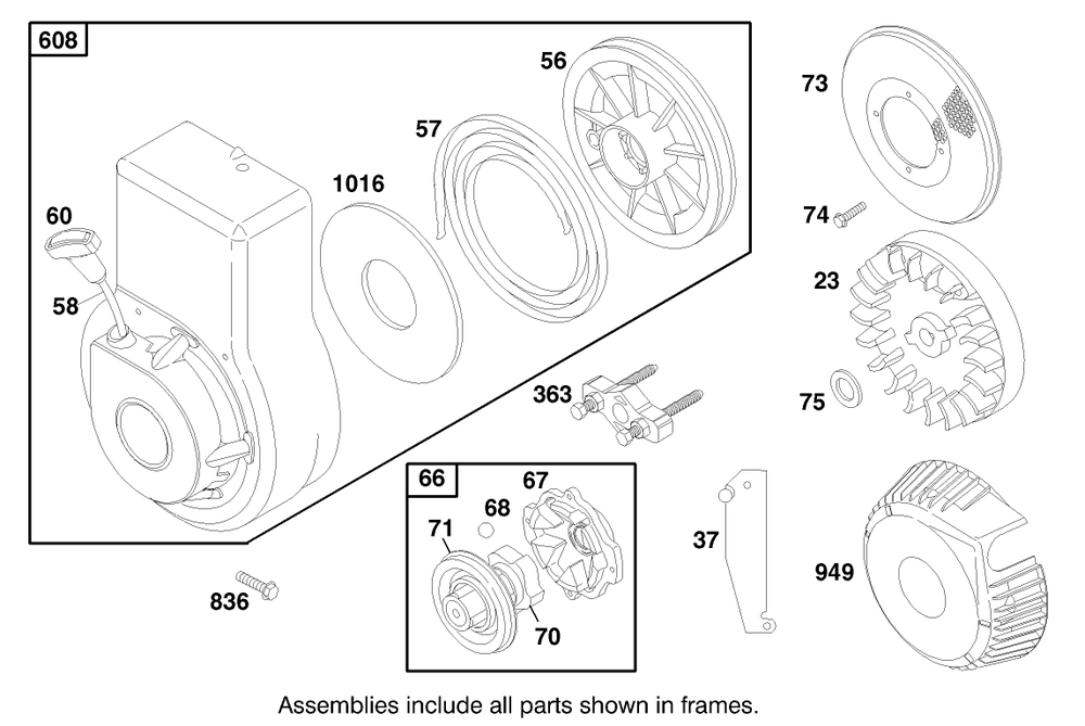 Engine Briggs & Stratton Model 92252-0129-02 Diagram and Parts List for 62063 790001 - 799999 Toro Aerator