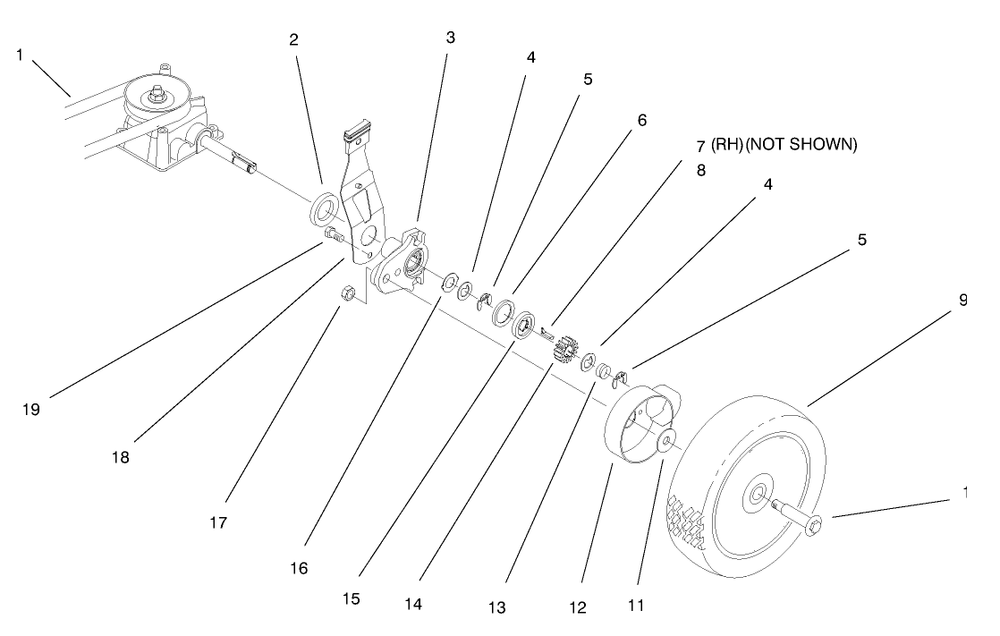 Gearcase & Wheel Assembly Diagram and Parts List for 20448 7900001 - 7999999 Toro Lawn Mower