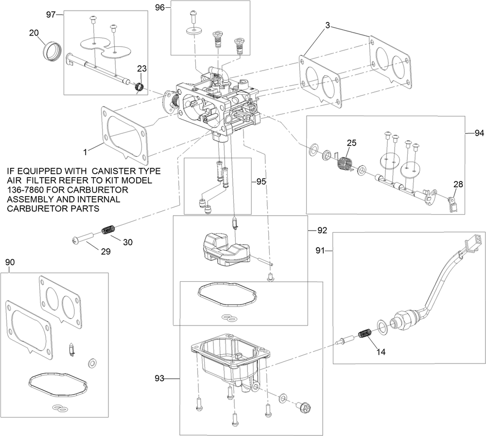 Carburetor Assembly Diagram and Parts List for 74454 400000000-999999999 Toro Lawn Tractor