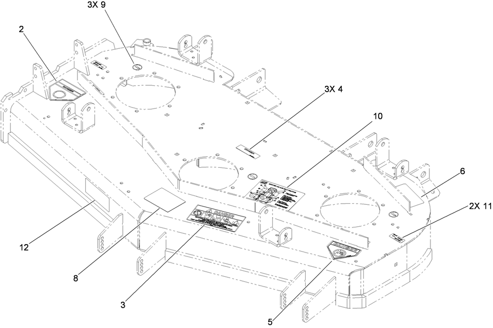 Deck Decal Assembly Diagram and Parts List for 74449 (290000001-290999999)(2009) Toro Lawn Mower