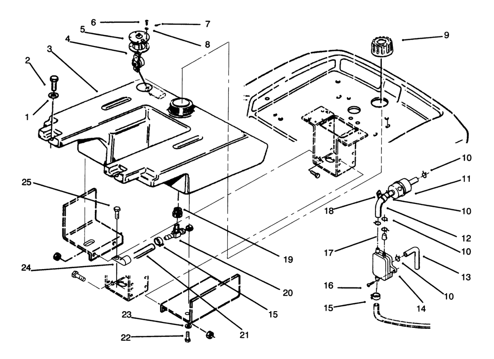 Fuel Tank And Fuel Pump Diagram and Parts List for 73520 5900178 - 5999999 Toro Lawn Tractor
