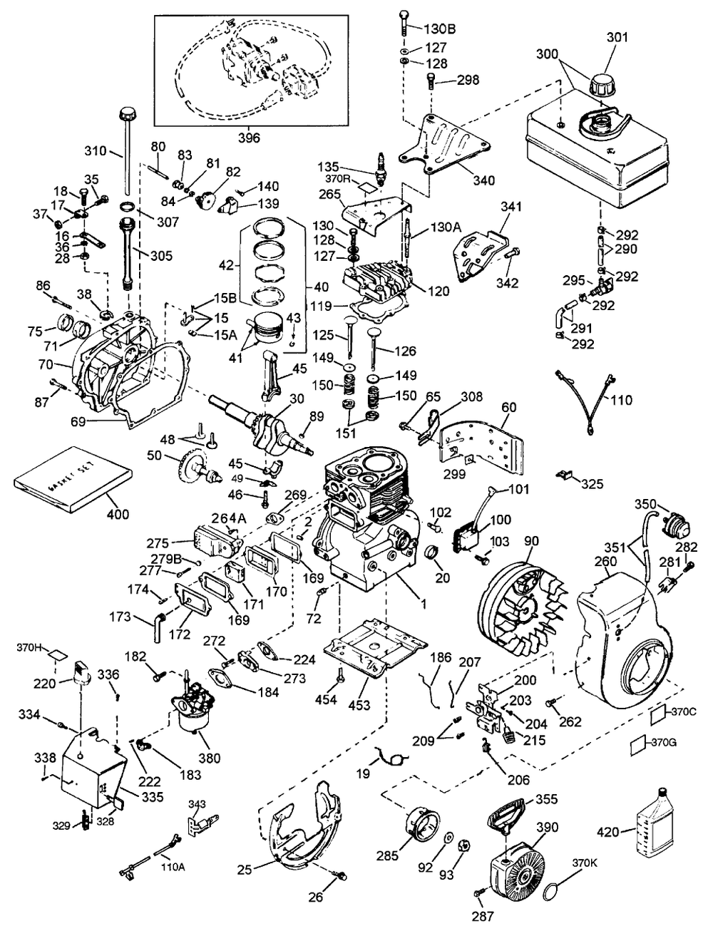 Engine Tecumseh Model Hsk70-130302u Diagram and Parts List for 38072 9900001 - 9999999 Toro Snow Blower