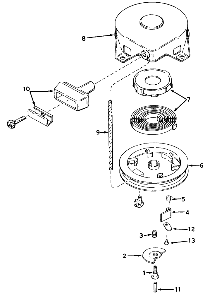Rewind Starter No. 590473 Diagram and Parts List for 38056 4000001 - 4999999 Toro Snow Blower