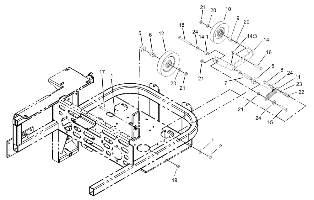 Drive Idler Assembly Diagram and Parts List for 74214 (230006001-230999999)(2003) Toro Lawn Mower