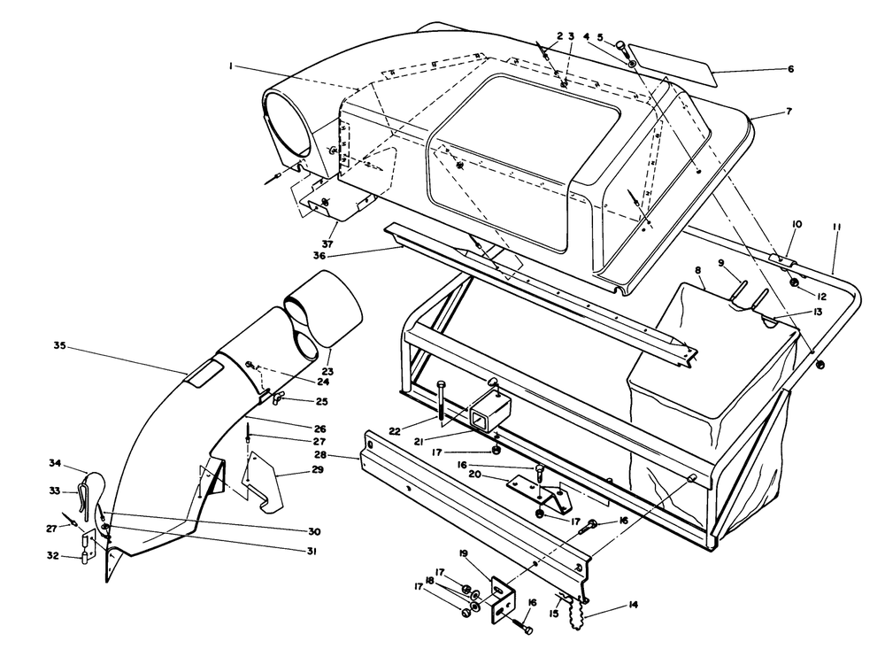 Twin Bagger Grass Catcher Model No. 59122 (Optional) Diagram and Parts List for 56145 7000001 - 7999999 Toro Lawn Tractor