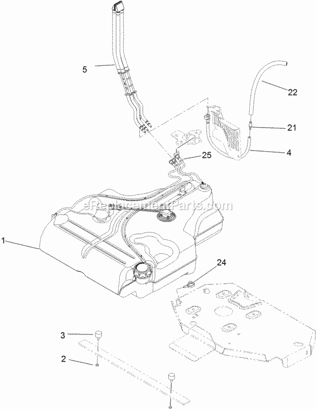 Fuel Tank Mounting Assembly Diagram and Parts List for 74916 312000001-312999999 Toro Lawn Mower