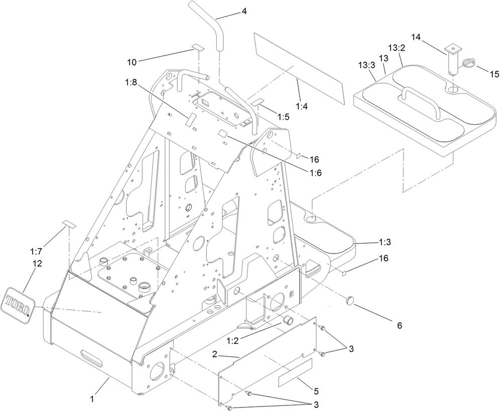 Frame Assembly Diagram and Parts List for 22337CP 400000000 - 401349999 Toro Lawn Tractor Accessories