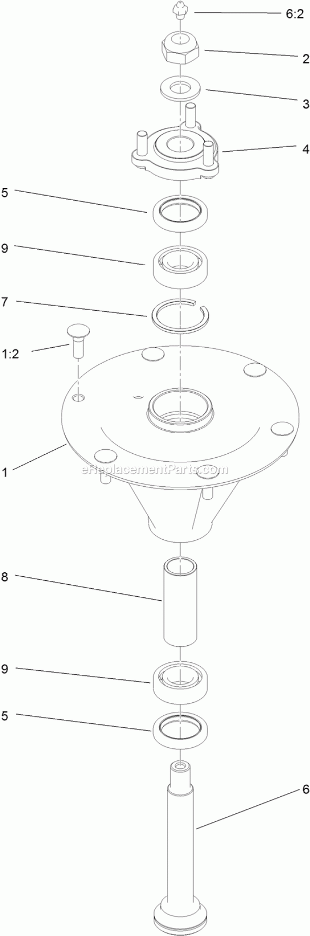 Spindle Assembly No. 119-8560 Diagram and Parts List for 74574 315000001-315999999 Toro Lawn Mower