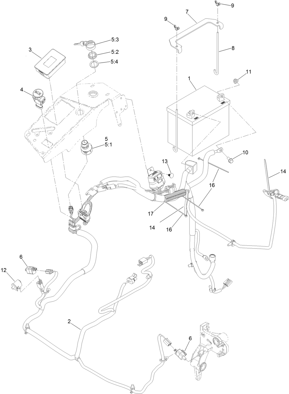 Electrical Assembly Diagram and Parts List for 75951 402100000-403319952 Toro Lawn Mower
