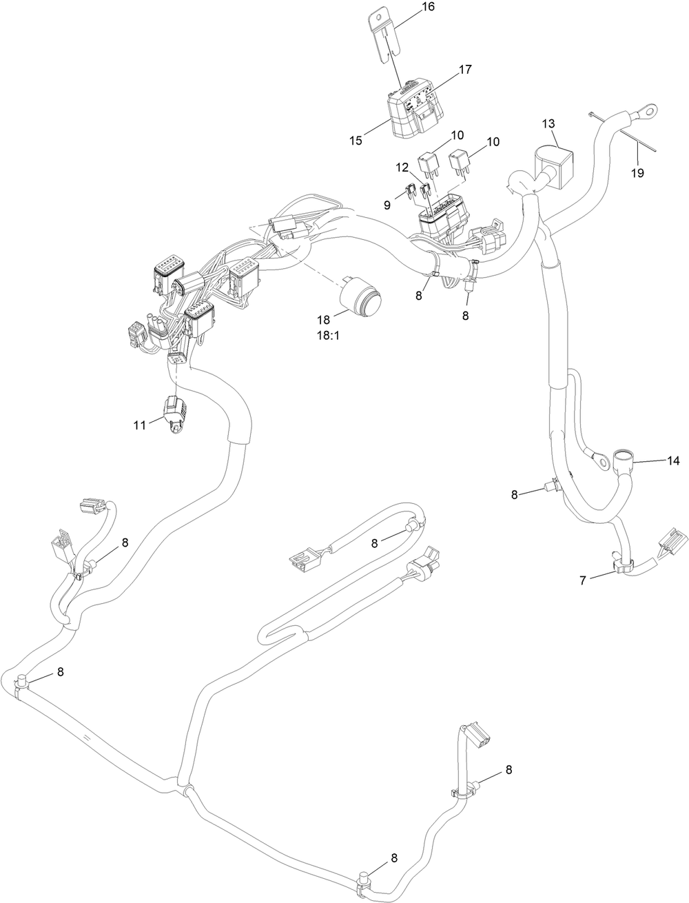 Harness Assembly No. 142-7959 Diagram and Parts List for 72947 413000000 - 414116642 Toro Lawn Tractor