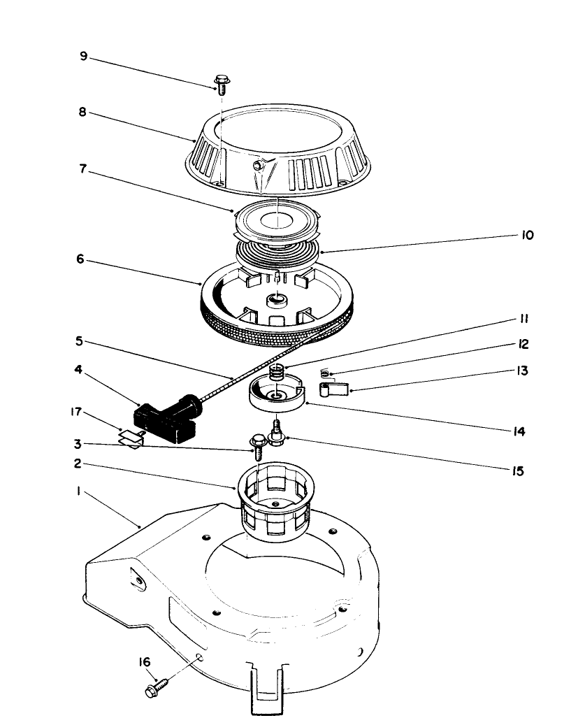 Recoil Assembly (Engine Model No. 47pk9) Diagram and Parts List for 26680WG 0000001 - 0999999 Toro Lawn Mower