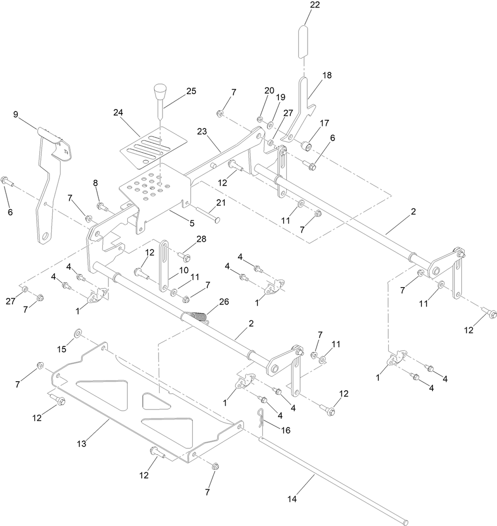 Deck Lift Assembly Diagram and Parts List for 76425 400000000 - 415399999 Toro Lawn Tractor