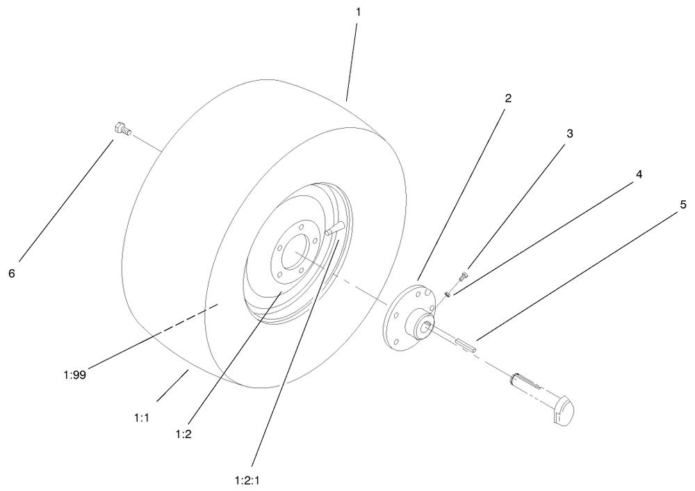 Rear Wheel Assembly Diagram and Parts List for 72070 9900001 - 9999999 Toro Lawn Tractor