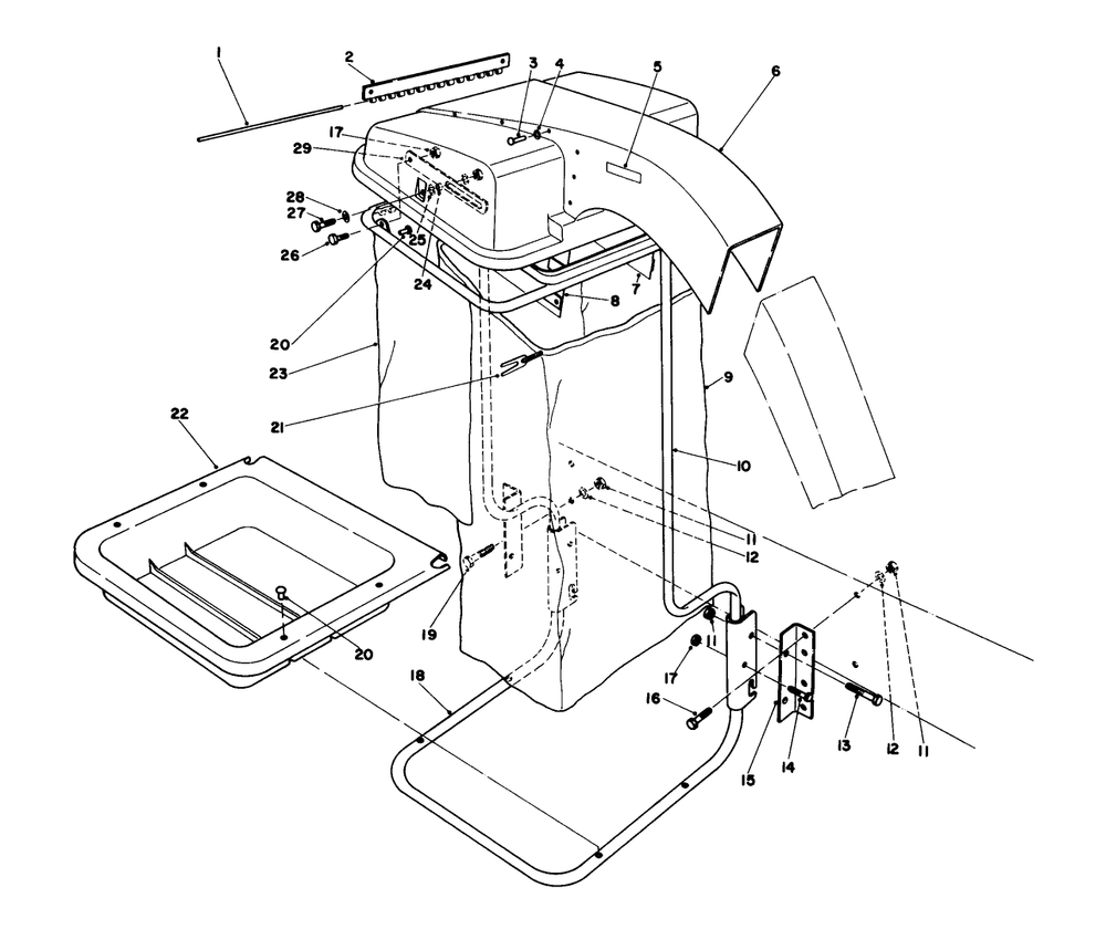 Hood & Hopper Assembly Diagram and Parts List for 30557 20000001 - 29999999 Toro Lawn Tractor Accessories