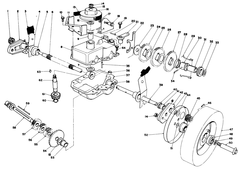 Gear Case Assembly Diagram and Parts List for 20715 1000001 - 1999999 Toro Lawn Mower