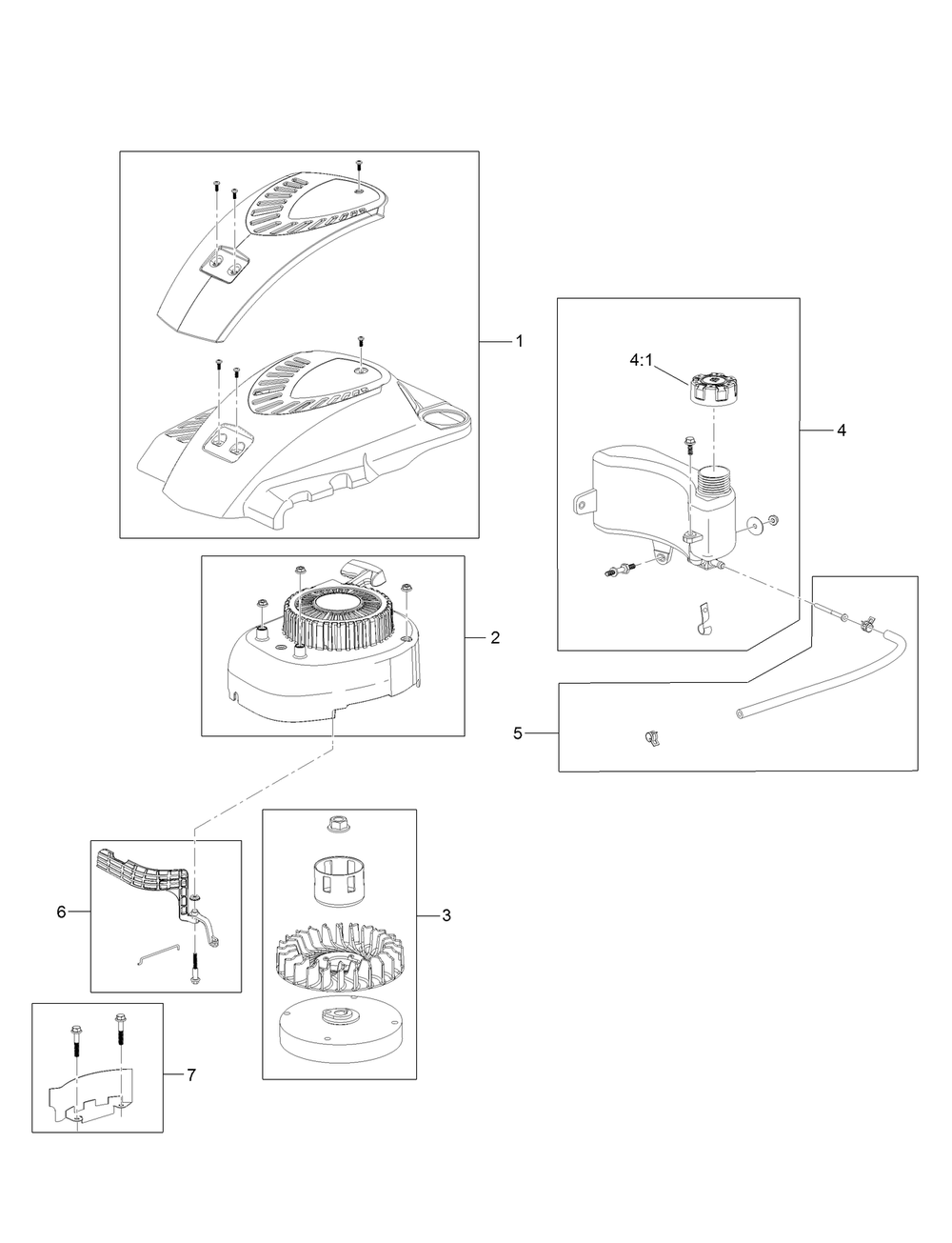 Shroud, Flywheel And Fuel Tank Assembly Diagram and Parts List for 20942 321000001 - 321999999 Toro Lawn Mower