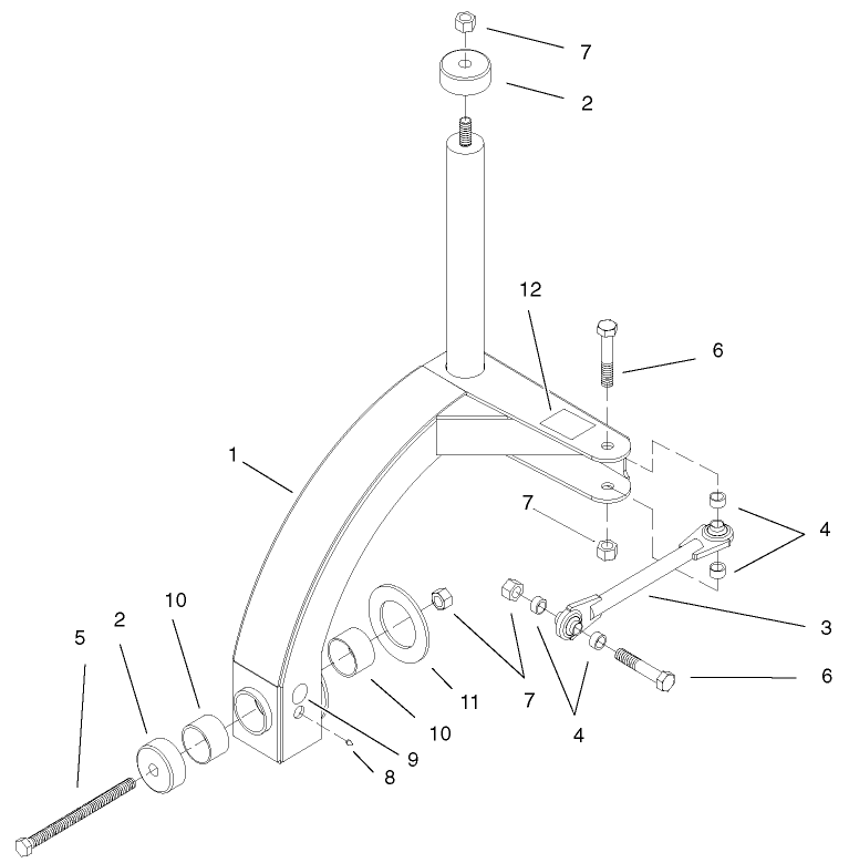 Pivot Assembly Diagram and Parts List for 22415 990001 - 999999 Toro Lawn Tractor Accessories