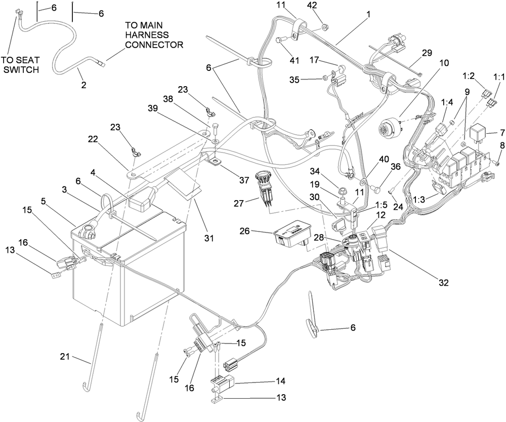 Electrical Assembly Diagram and Parts List for 74267 403247200-999999999 Toro Lawn Mower