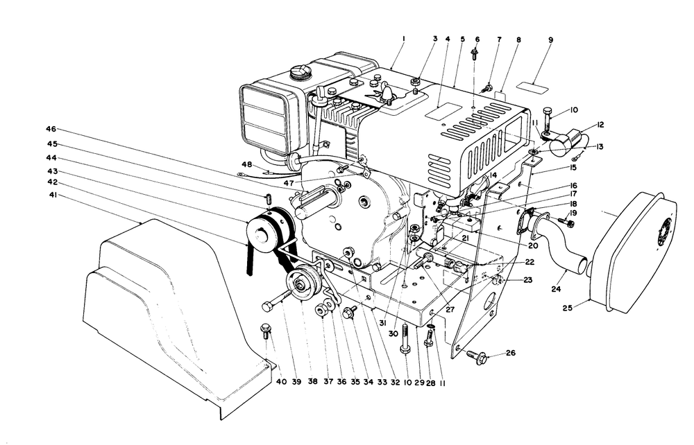 Engine Assembly (Model 38160) Diagram and Parts List for 38160 1000001 - 1999999 Toro Snow Blower