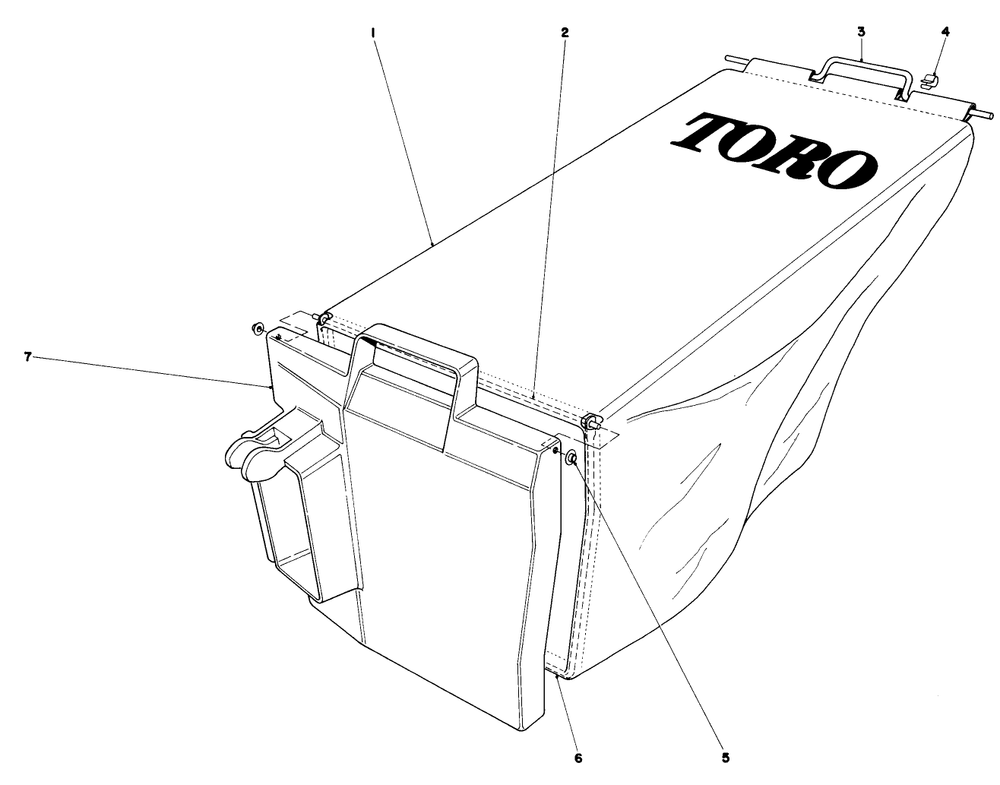 Grass Bag Assembly Diagram and Parts List for 20752 0000001 - 0999999 Toro Lawn Mower