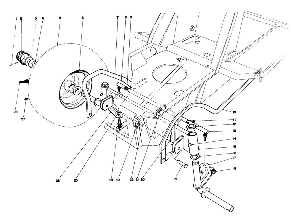 Front Axle Assembly Diagram and Parts List for 57360 6000001 - 6999999 Toro Lawn Tractor