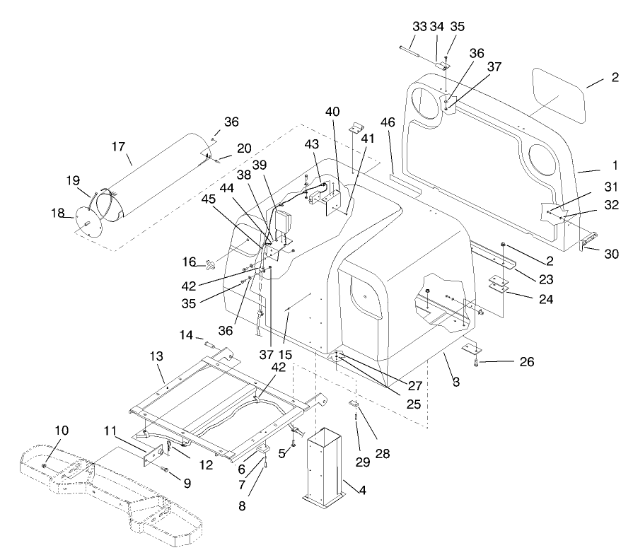 Grass Bin And Chute Asm Diagram and Parts List for 79434 890523 - 891636 Toro Lawn Tractor Accessories