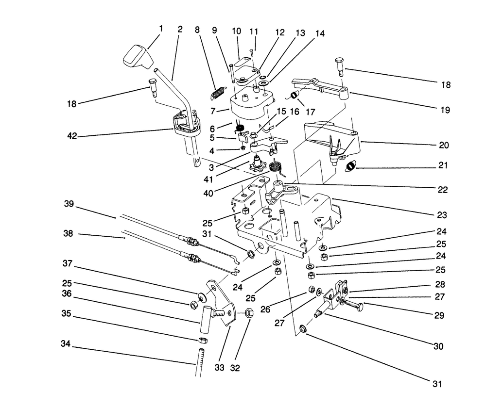 Traction Linkage Assembly Diagram and Parts List for 38574 2000001 - 2999999 Toro Snow Blower