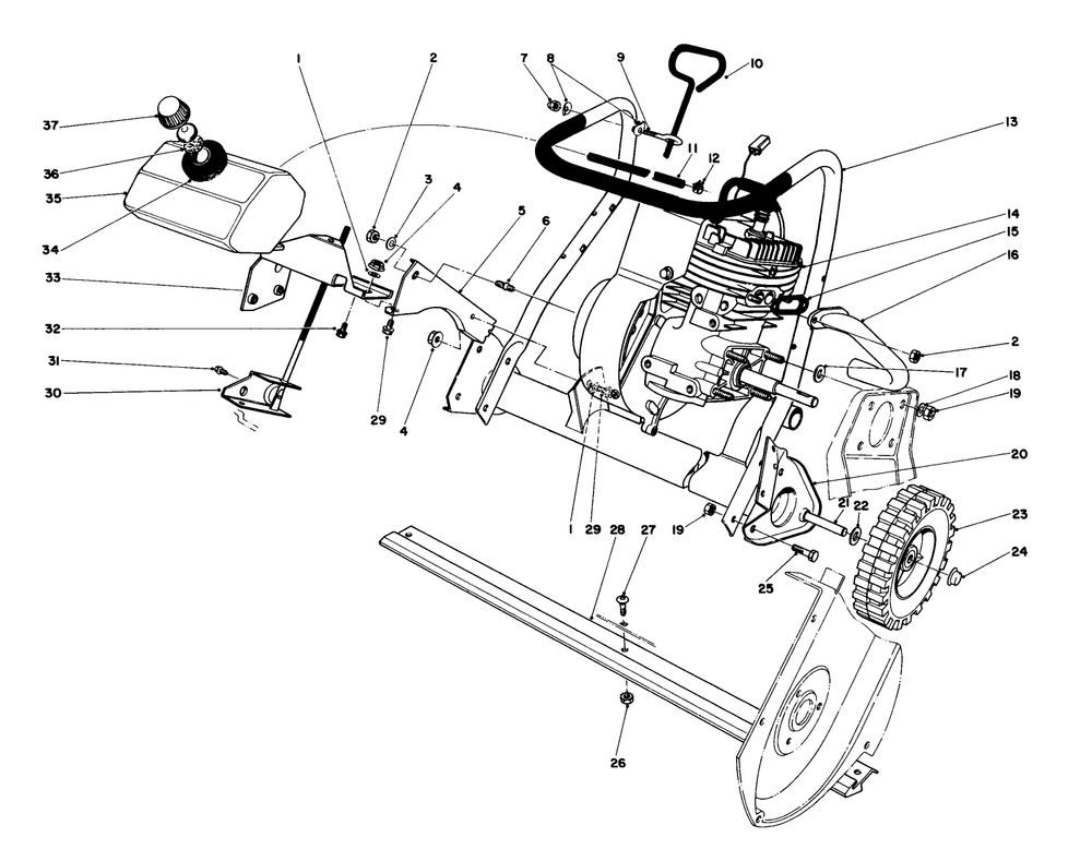 Engine Assembly Diagram and Parts List for 38165 5000001 - 5010000 Toro Snow Blower